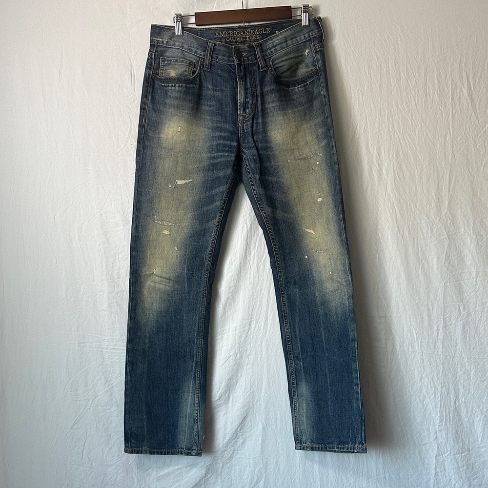 American Eagle Outfitters Blue Distressed Slim Jeans